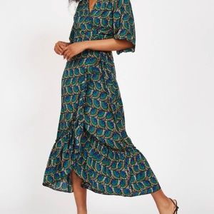 Silk and Salt Midi warp dress, size large.